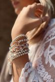 Laundry B Free Spirit Stretch Stacker Bracelet Moon Stone Loop Link Silver Pink